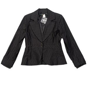 Kingslee Greene 90’s-Y2K Peplum Tailored Raw Hem Pinstriped Blazer Size 12